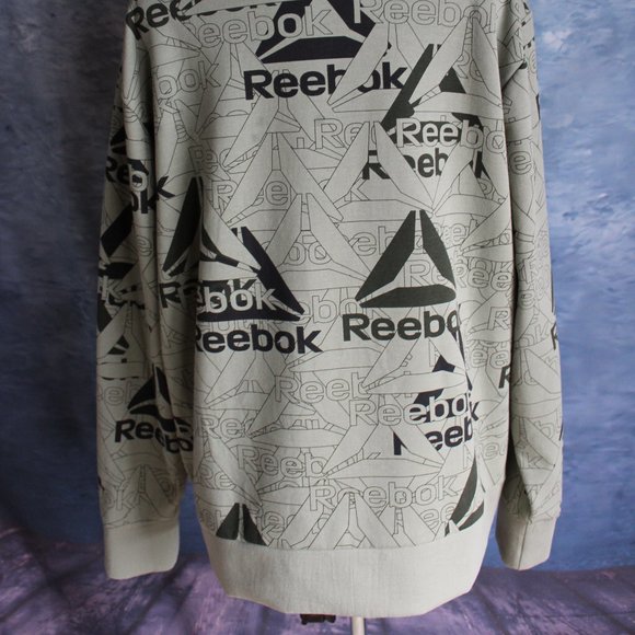 Men's Reebok Green & Black Allover Logo Unwind Hoodie Size L - Picture 7 of 12